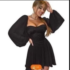 Renaissance Chiffon Dress Women’s Large Black D&M Boutique Animal Print Festival